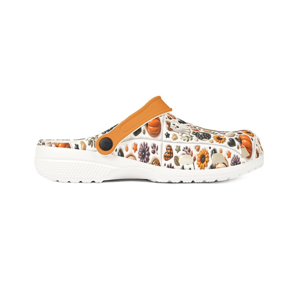 Autumn Pumpkin Pattern Clogs shoes | EVA foam slip-on clog with orange strap