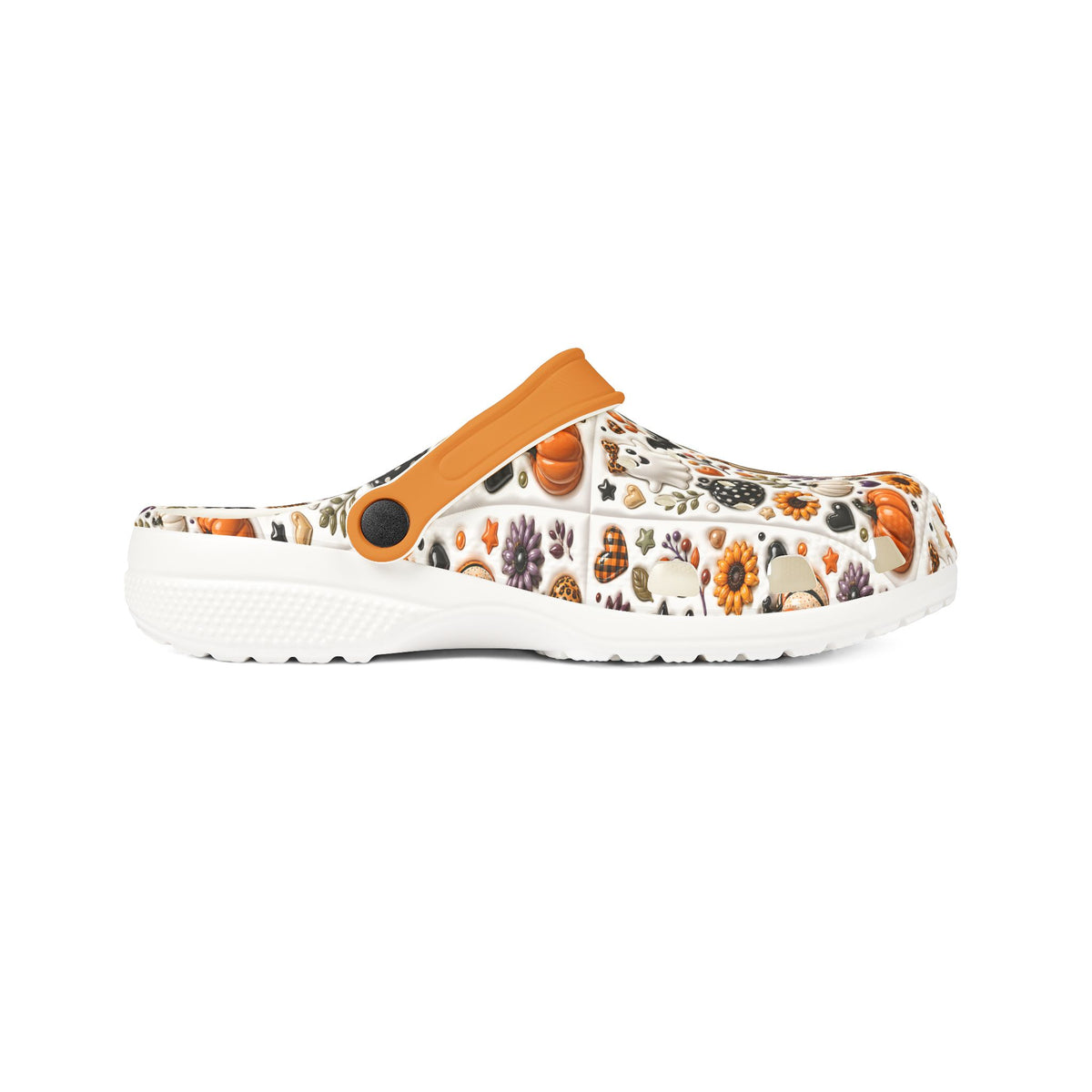 Autumn Pumpkin Pattern Clogs shoes | EVA foam slip-on clog with orange strap