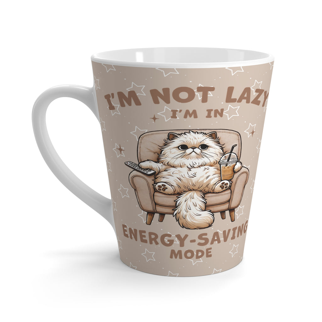 Cozy Funny Cat Latte Mug - Energy Saving Mode, Cat Lover Gift, Coffee Cup, Home Decor, Cute Cat Halloween Fall Autumn Mug