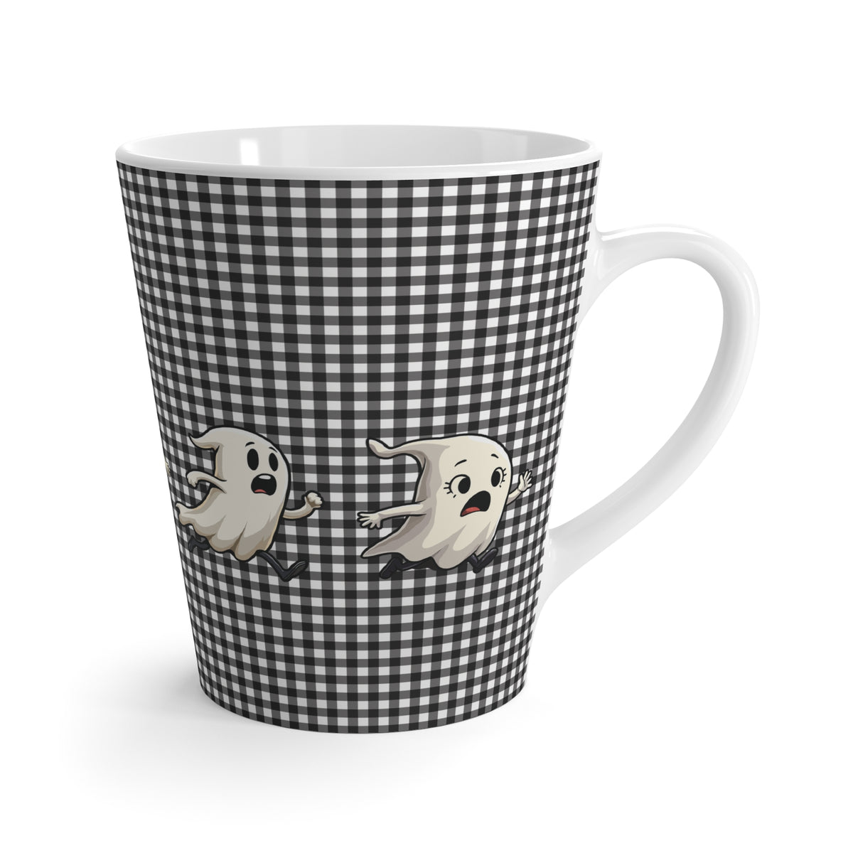 Funny Pumpkin Gobbling Ghosts Halloween Themed Latte Mug, Spooktacular Coffee Cup, Fall Vibes Drinkware, Ghost & Pumpkin Design