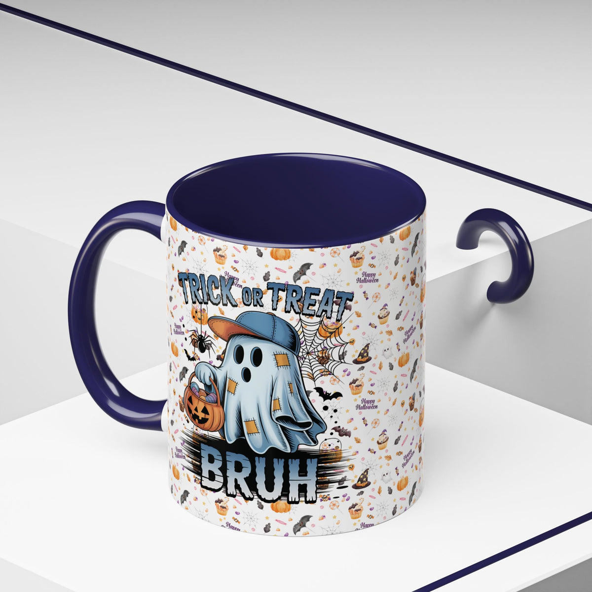 Spooky Funny Trick or Treat Bruh Coffee Mug | Halloween Accent Mug | Ghost Design | Cute Gift for Friends | Seasonal Drinkware | Party Mug