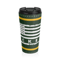 Green Bay Packers Fan Stainless Steel Travel Mug, US Flag Design, Football Jersey Pattern, Gift for Football Lover,