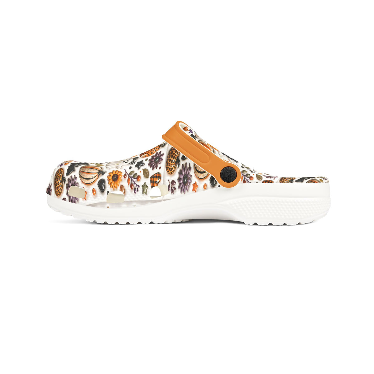 Autumn Pumpkin Pattern Clogs shoes | EVA foam slip-on clog with orange strap