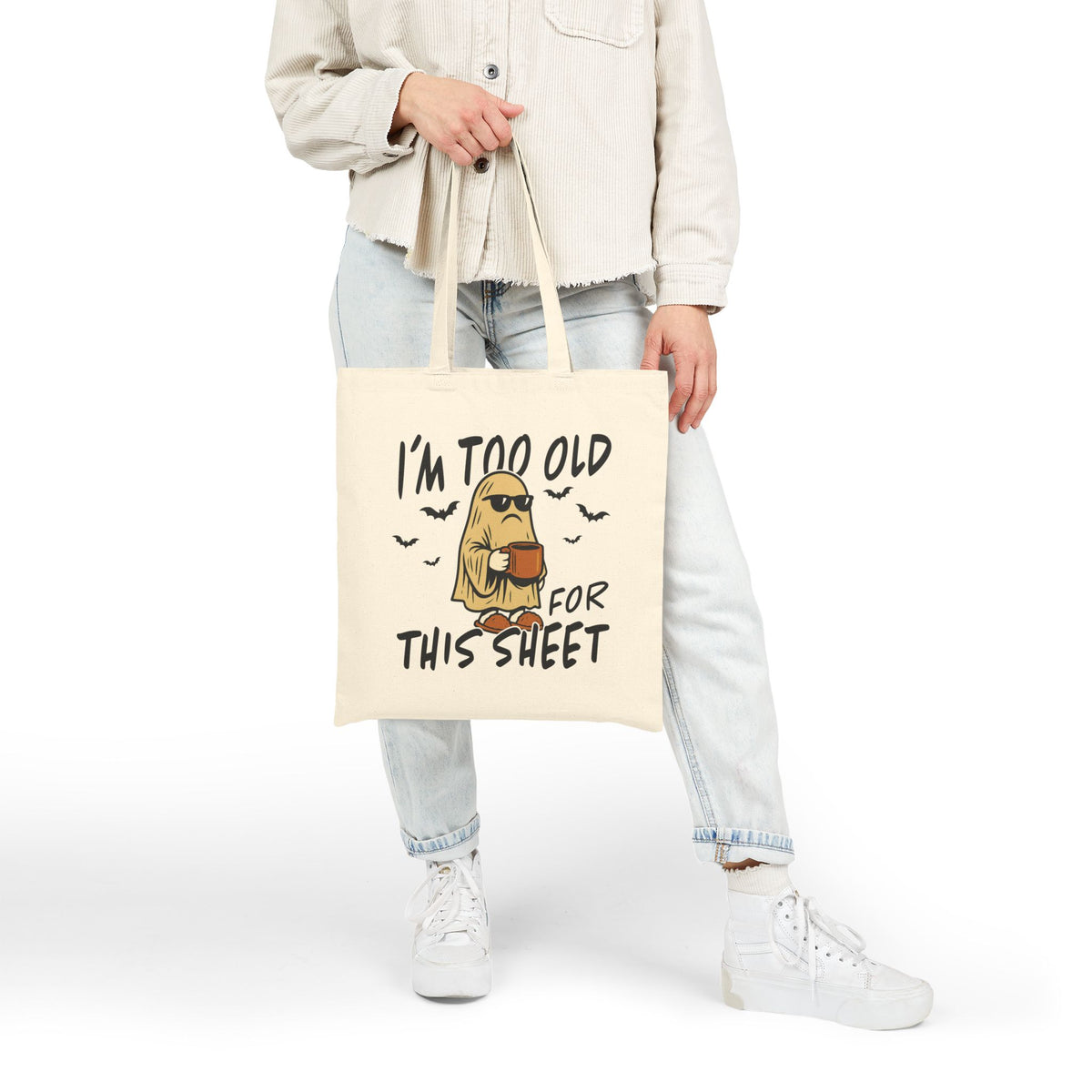 Funny Halloween Tote Bag, Funny Shopper Bag, Eco-Friendly Gift, Trick or Treat Bag, Seasonal Shopping Bag, Fall Decor 15x16"
