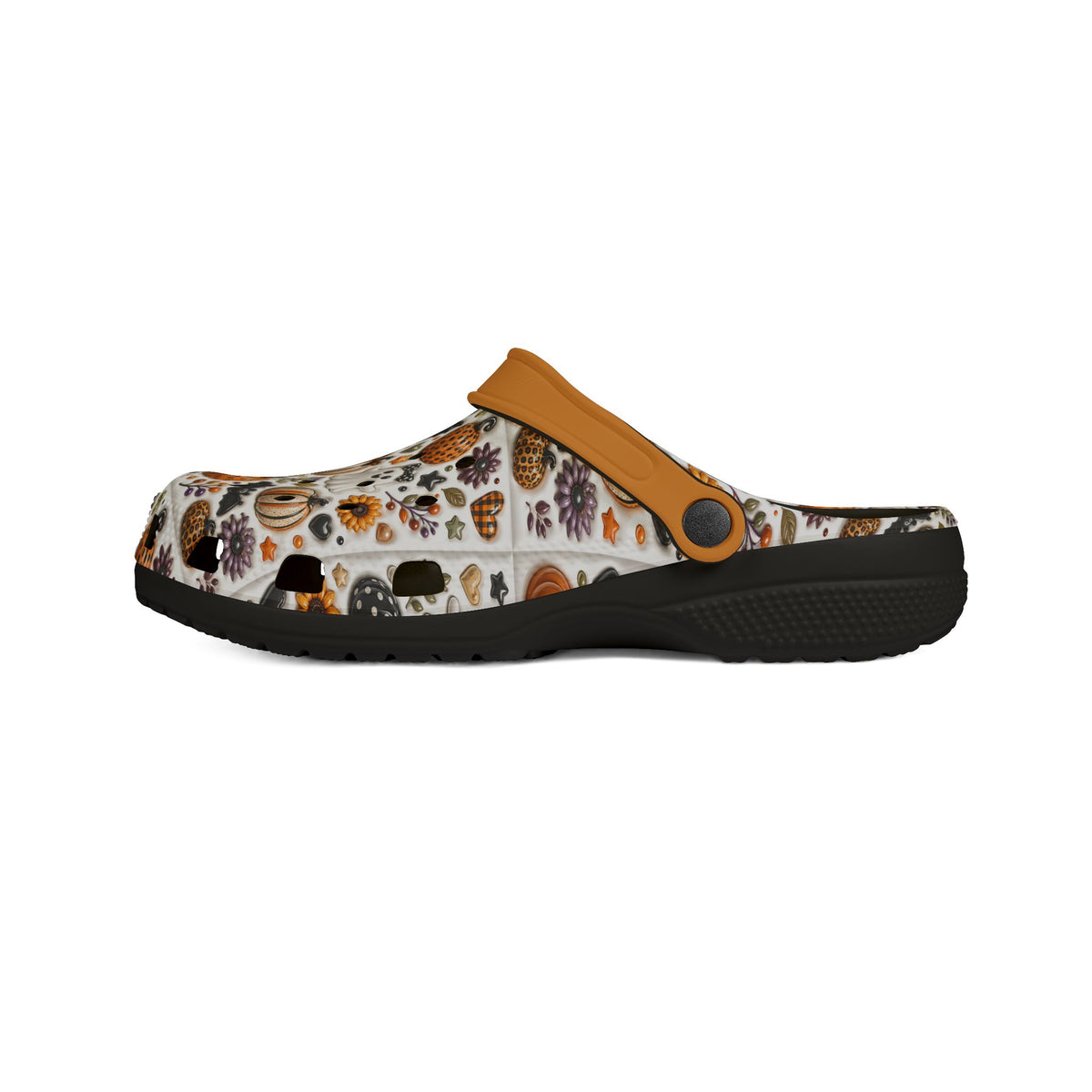 Autumn Pumpkin Pattern Clogs shoes | EVA foam slip-on clog with orange strap
