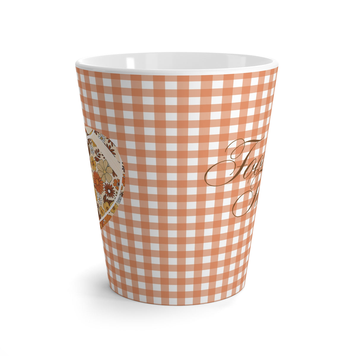 Fall Floral Football Fan Latte Mug - Autumn Coffee Cup, Sports Team Tea Mug, Seasonal Hot Cocoa Mug, Thanksgiving