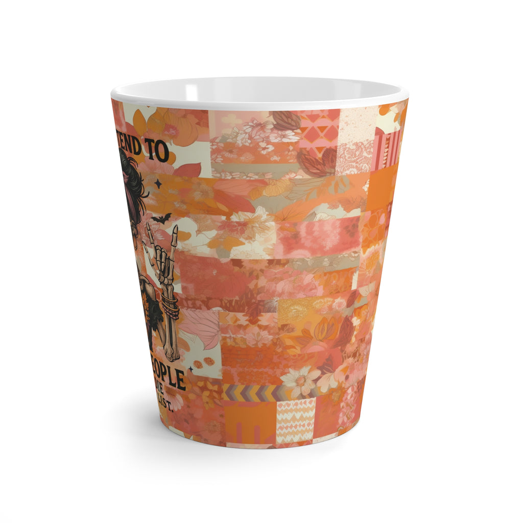 Funny Skeleton Latte Mug, Halloween Coffee Cup, Funny Gift for Friends, "I Fully Intend to Haunt People...I Have a List"