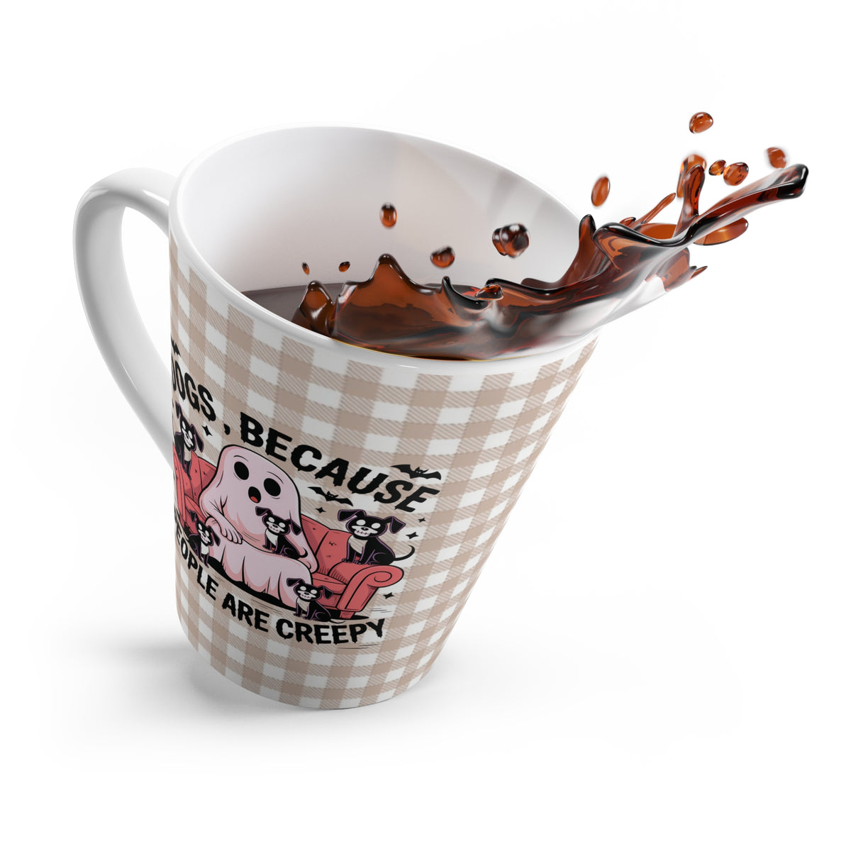 Ghost & Dogs Latte Mug - Funny Dog Lover Cup, Cute Animal Gift, Coffee Mug for Pet Owners, Halloween, Gift for Friends