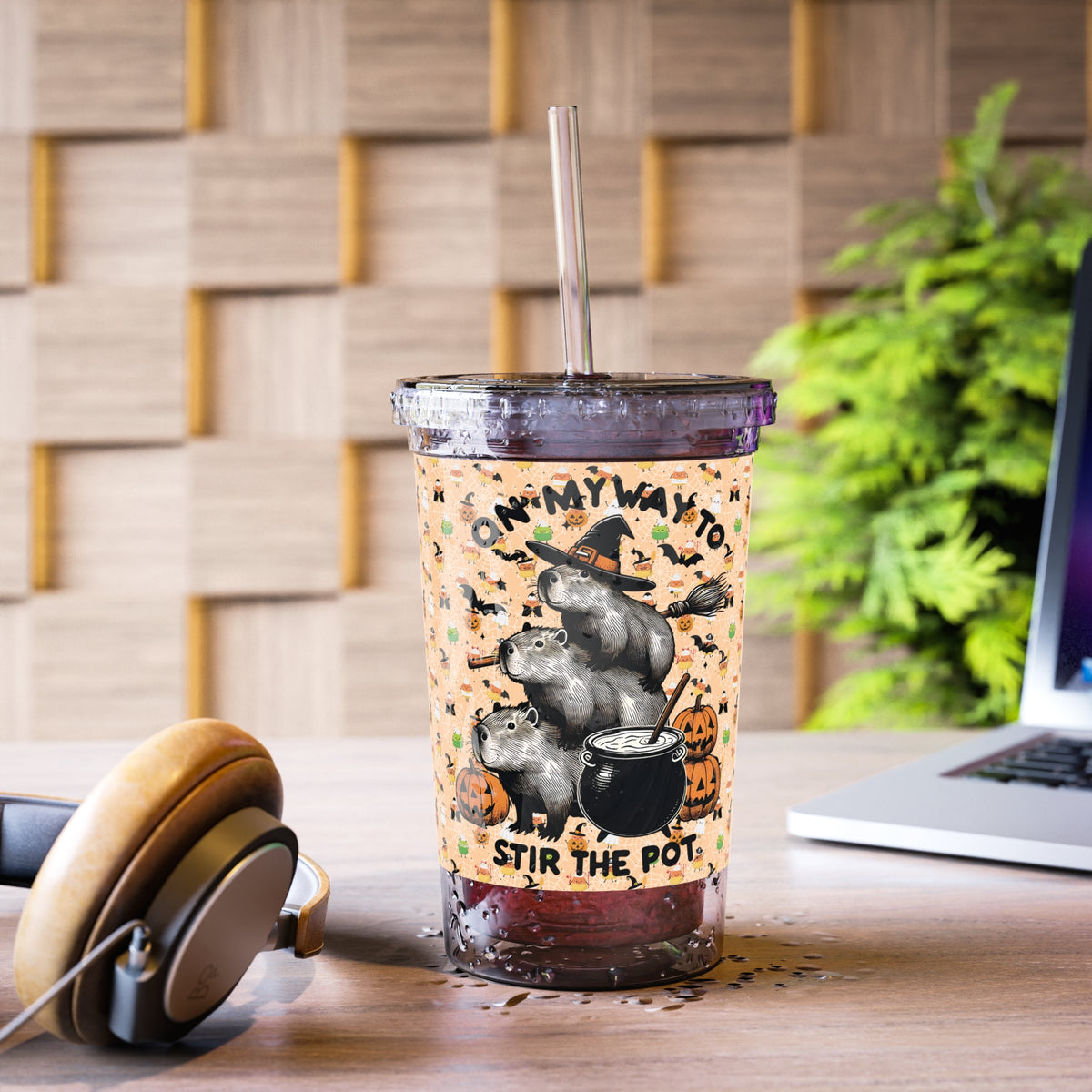 Funny Capybara Halloween Double-Wall Acrylic Cup, Fall Drinkware, Cute Capybara Tumbler, Trick or Treat Mug