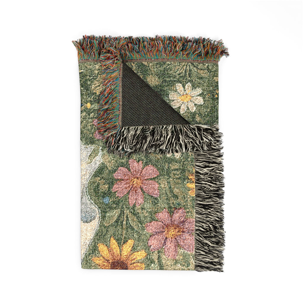 Ghost with Jack-o'-Lantern Woven Blanket | Halloween floral throw