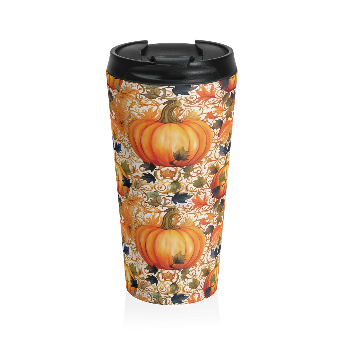Fancy Fall Autumn Pumpkin Travel Mug, Gorgeous Fall Coffee Cup, Seasonal Drinkware, Halloween Party Gift, Harvest Decor