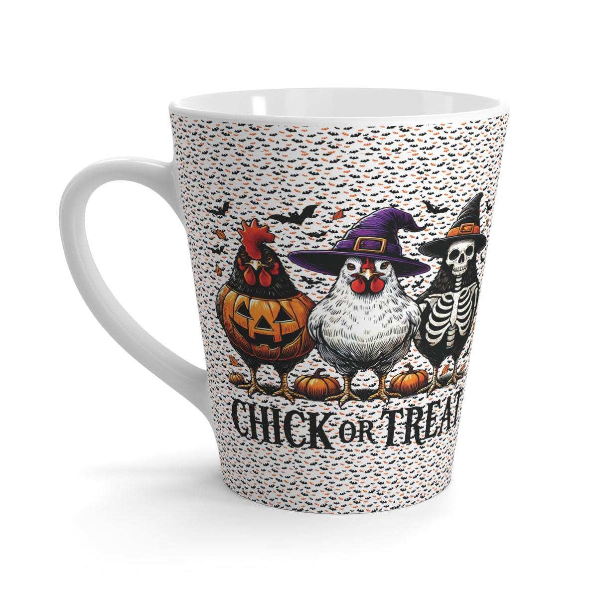 Funny Chicken Halloween Latte Mug - Chick or Treat, Spooky Coffee Cup, Fall Decor, Unique Gift, Halloween Party,  Funny Witch Wizard Theme