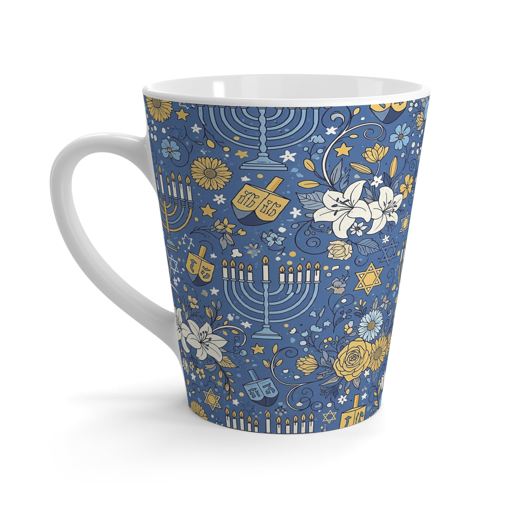 Hanukkah Latte Mug, Jewish Festival Coffee Cup, Chanukah Tea Mug, Jewish Holiday Gift, Festival of Lights