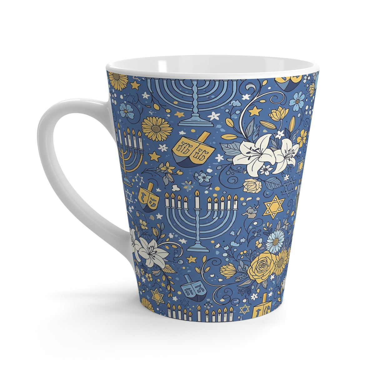 Hanukkah Latte Mug, Jewish Festival Coffee Cup, Chanukah Tea Mug, Jewish Holiday Gift, Festival of Lights