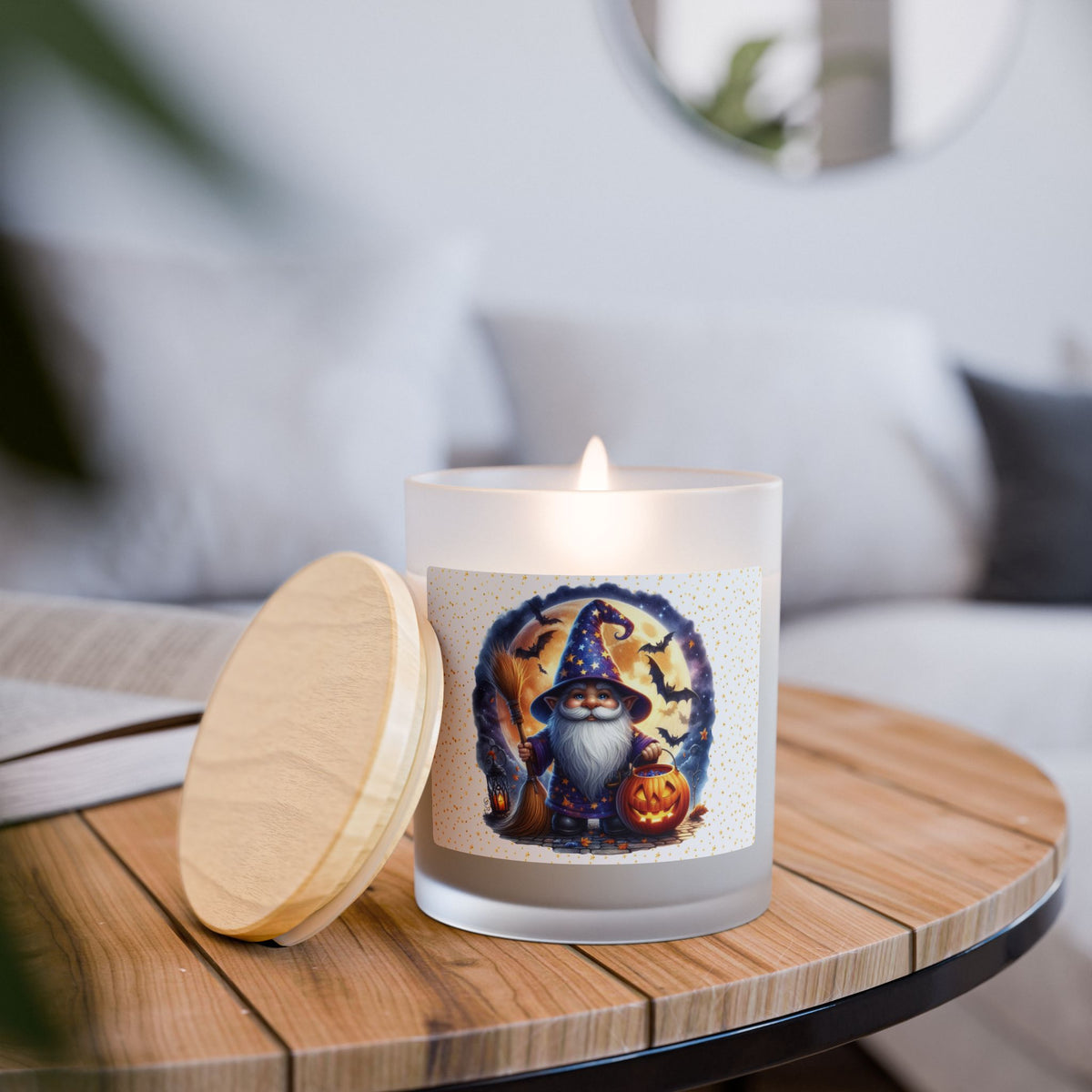 Halloween Wizard Gnome 11 oz Candle, Trick or Treat Cozy Home Decor, Fall Gift, Autumn Candle, Nature Inspired