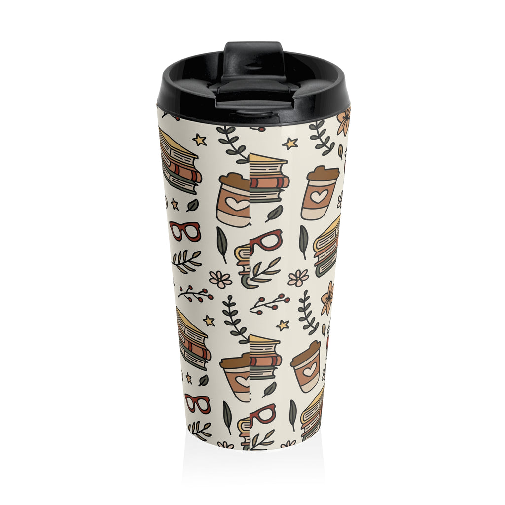 Book and Coffee Lover's Stainless Steel Travel Mug | Perfect for Readers, Gifts for Writers, Coffee Lovers' Mug, Literary Travel Cup, Cozy