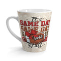 Latte Mug, Red Coquette Bow Football Game Day Cup, Neutral Beige Taupe Coffee Mug, Hot Beverage Cup, Sports Fan Gift, Game Day