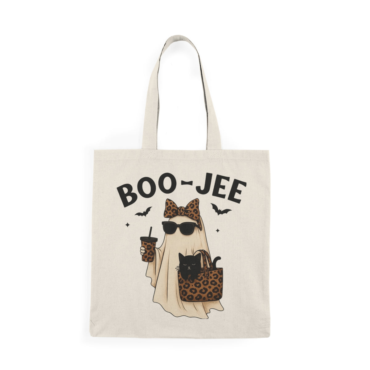 Cute Two-Sided Trick or Treat  Halloween Tote Bag, Boo-Jee Ghost Design, Eco-Friendly Shopping Bag, Perfect for Trick-or-Treating