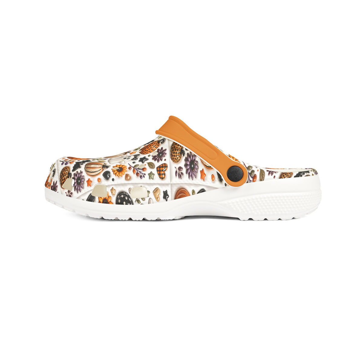 Autumn Pumpkin Pattern Clogs shoes | EVA foam slip-on clog with orange strap