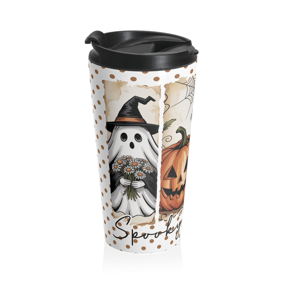 Cute Cat "Spooky Season" Travel Mug | Fall Coffee Cup, Halloween Gifts, Pumpkin Lover's Mug, Cute Cat Lover Tumbler, Seasonal Drinkware