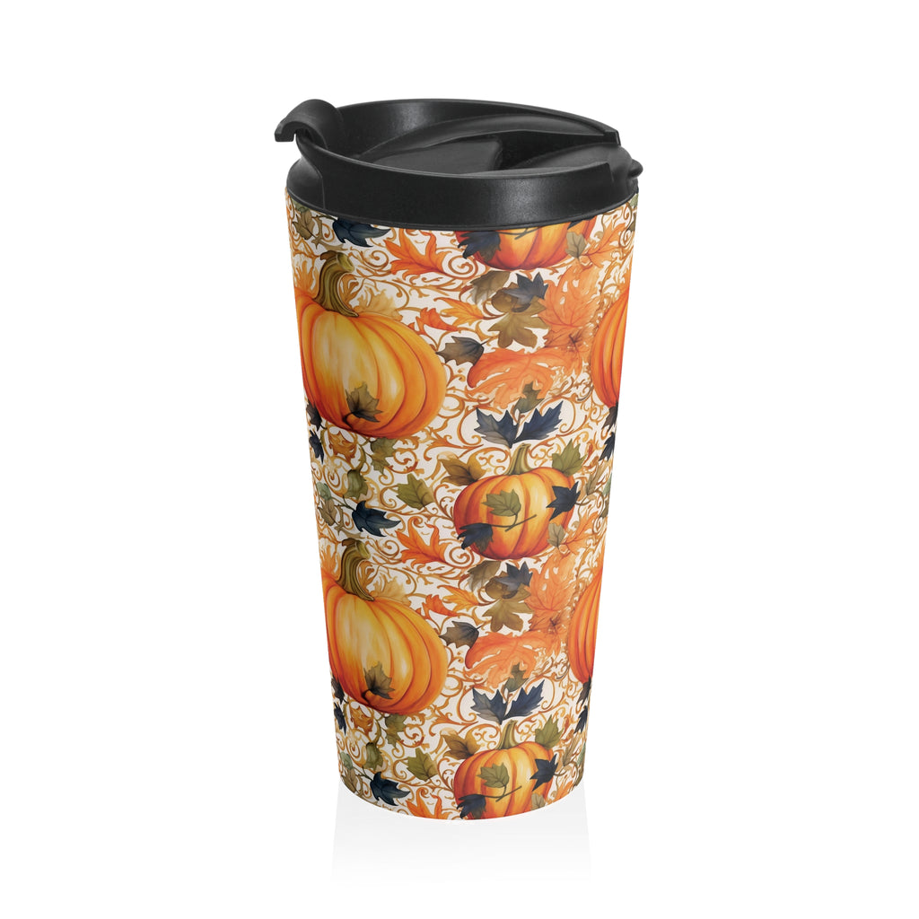Fancy Fall Autumn Pumpkin Travel Mug, Gorgeous Fall Coffee Cup, Seasonal Drinkware, Halloween Party Gift, Harvest Decor
