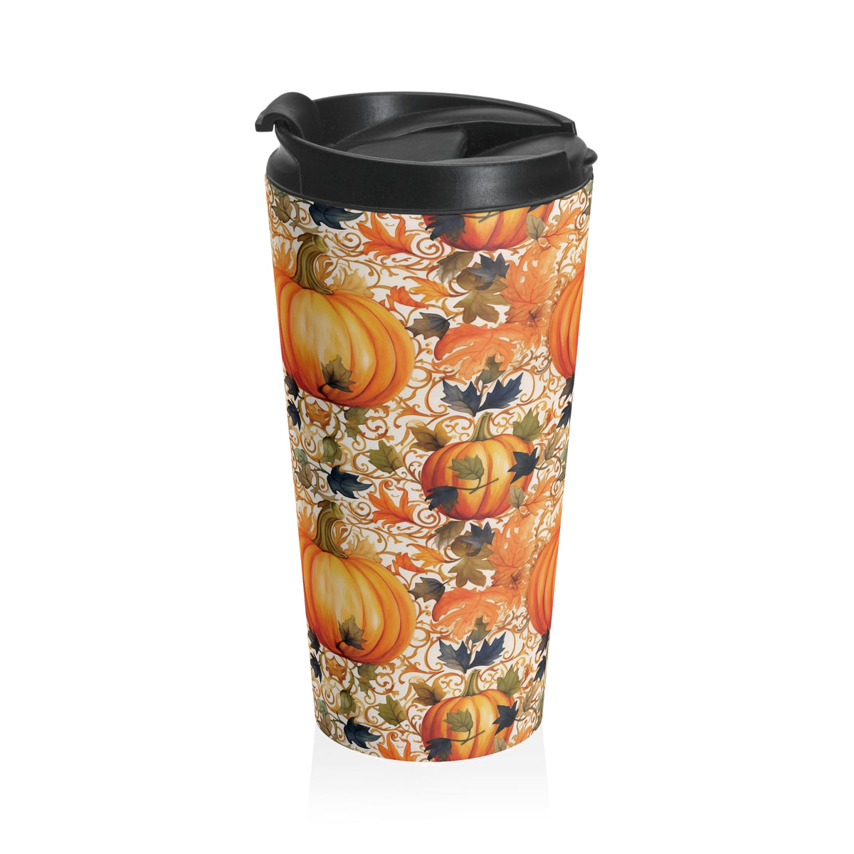Fancy Fall Autumn Pumpkin Travel Mug, Gorgeous Fall Coffee Cup, Seasonal Drinkware, Halloween Party Gift, Harvest Decor