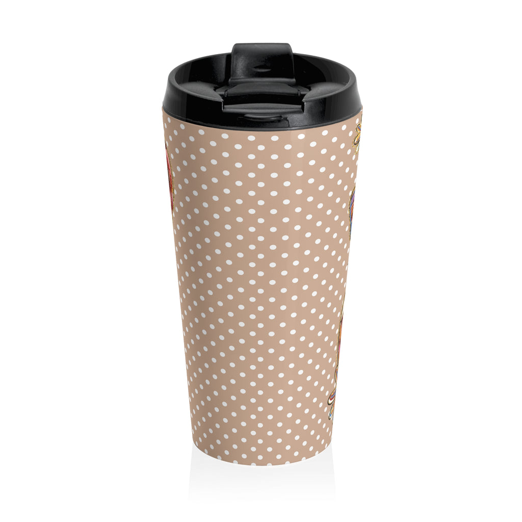 Coquette Bow and Football Floral Travel Mug | Artistic Polka Dots Travel Coffee Cup