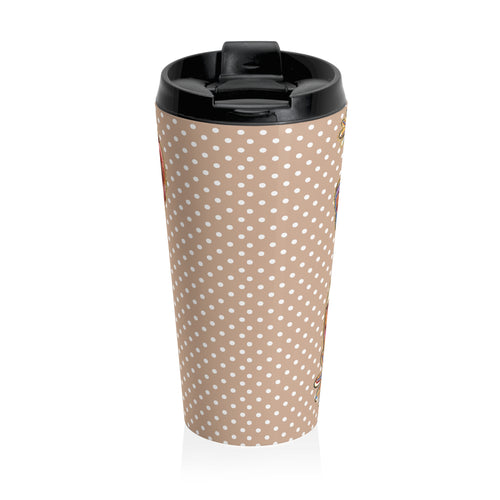 Coquette Bow and Football Floral Travel Mug | Artistic Polka Dots Travel Coffee Cup