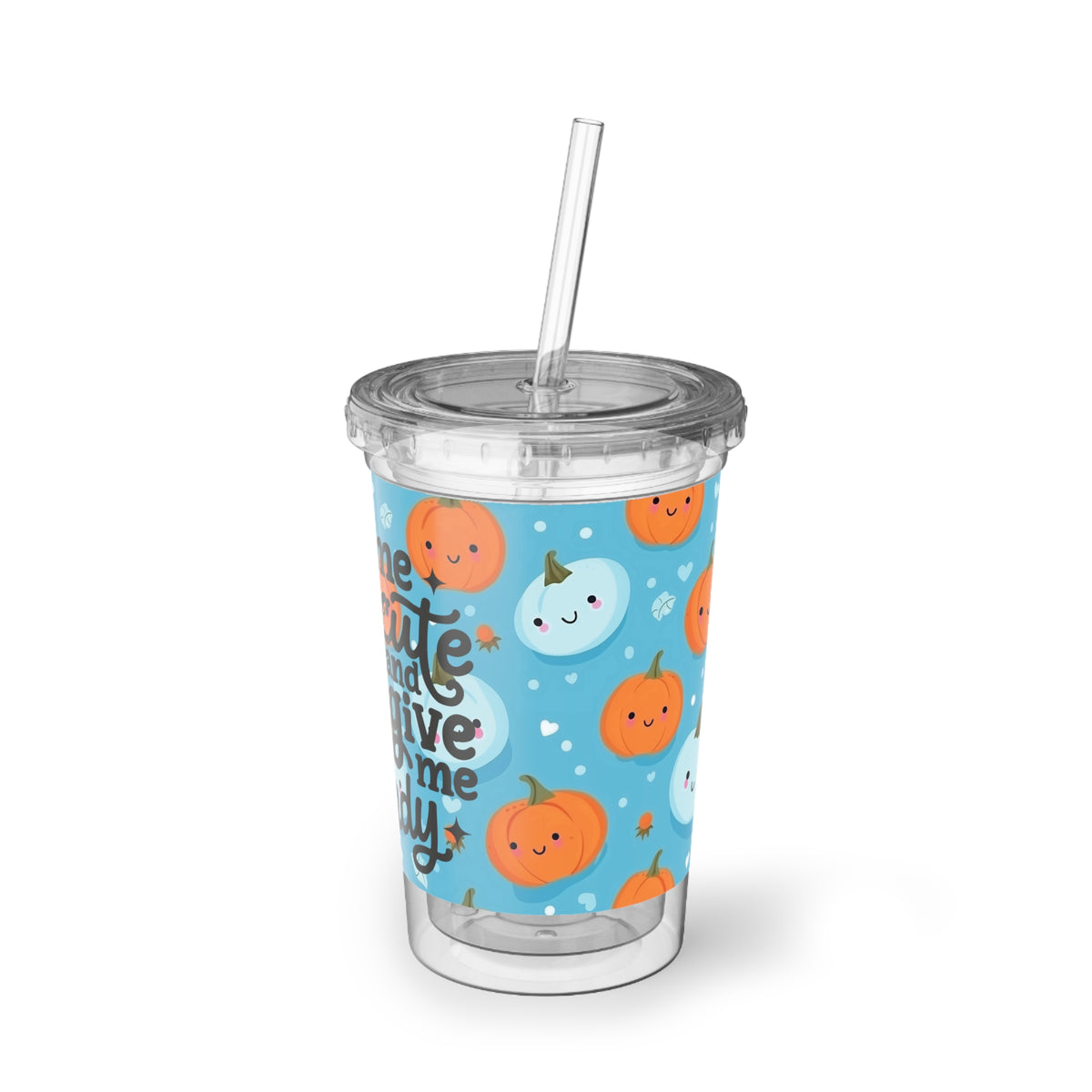 Cute Halloween "Call Me Cute and Give Me Candy" Acrylic Cup, Trick or Treat Mug, Spooky Seasonal Cup, Gift for Kids