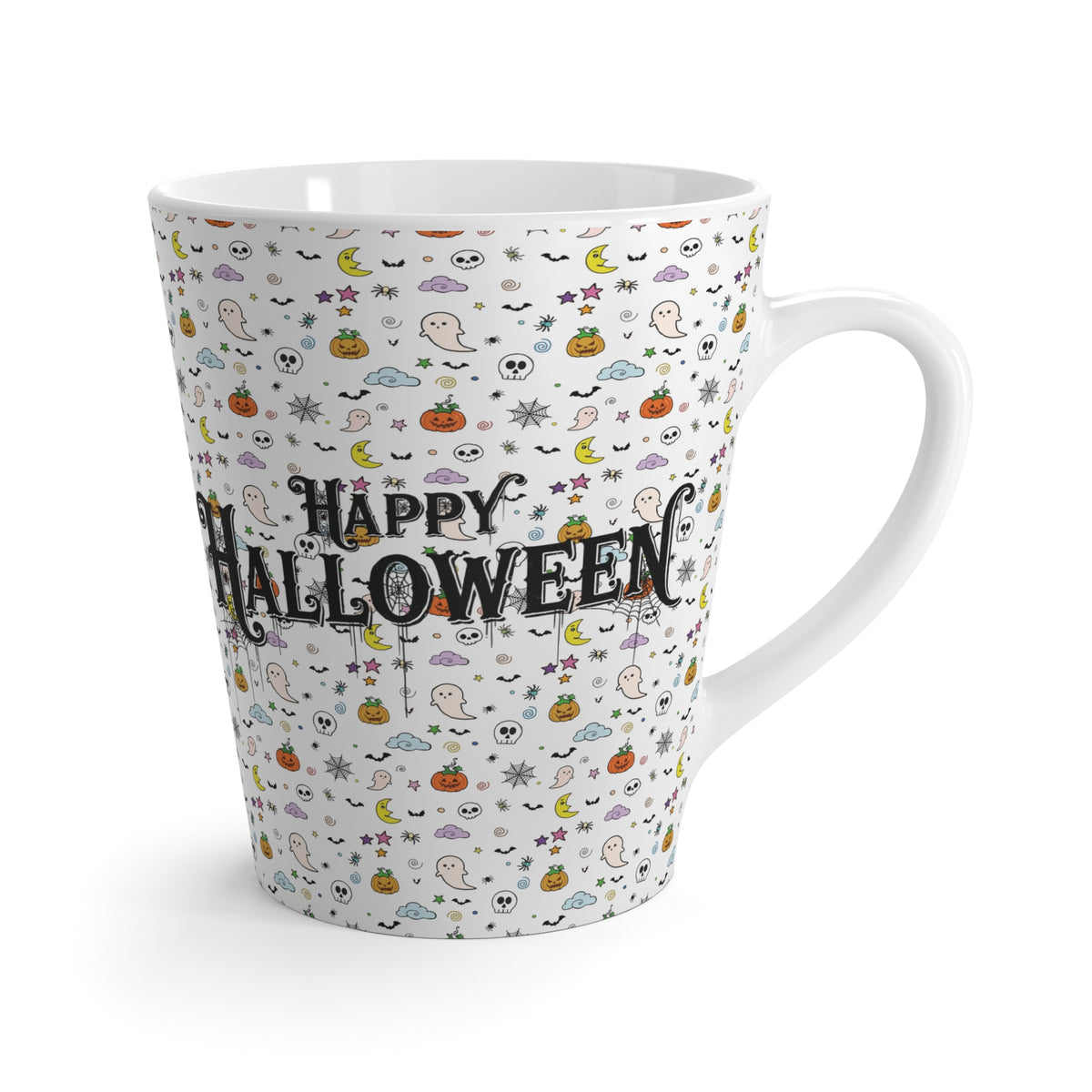 Spooky Funny Skeleton Latte Mug, "My Blood Type is Coffee" Halloween Coffee Cup, Unique Gift for Coffee Lovers