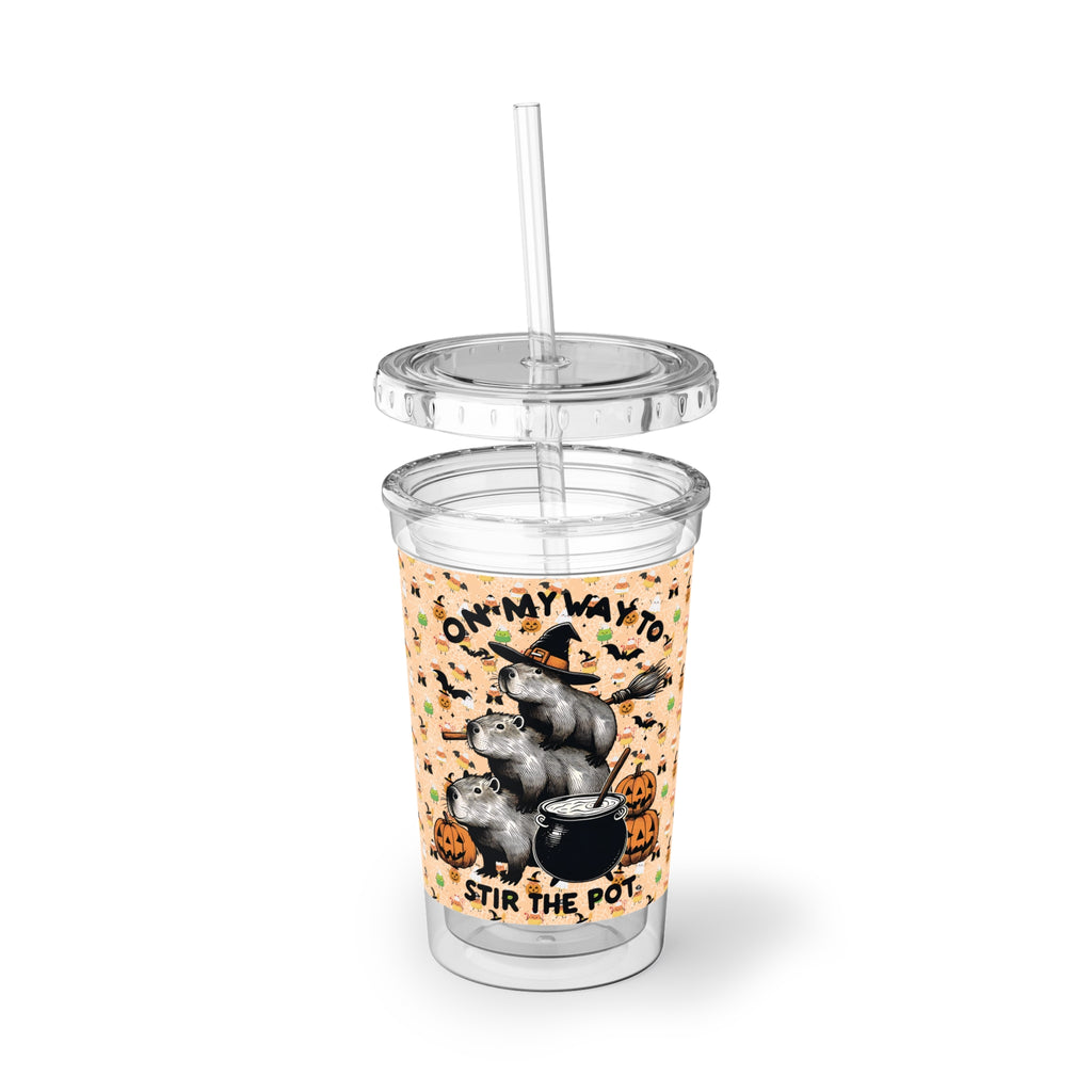 Funny Capybara Halloween Double-Wall Acrylic Cup, Fall Drinkware, Cute Capybara Tumbler, Trick or Treat Mug