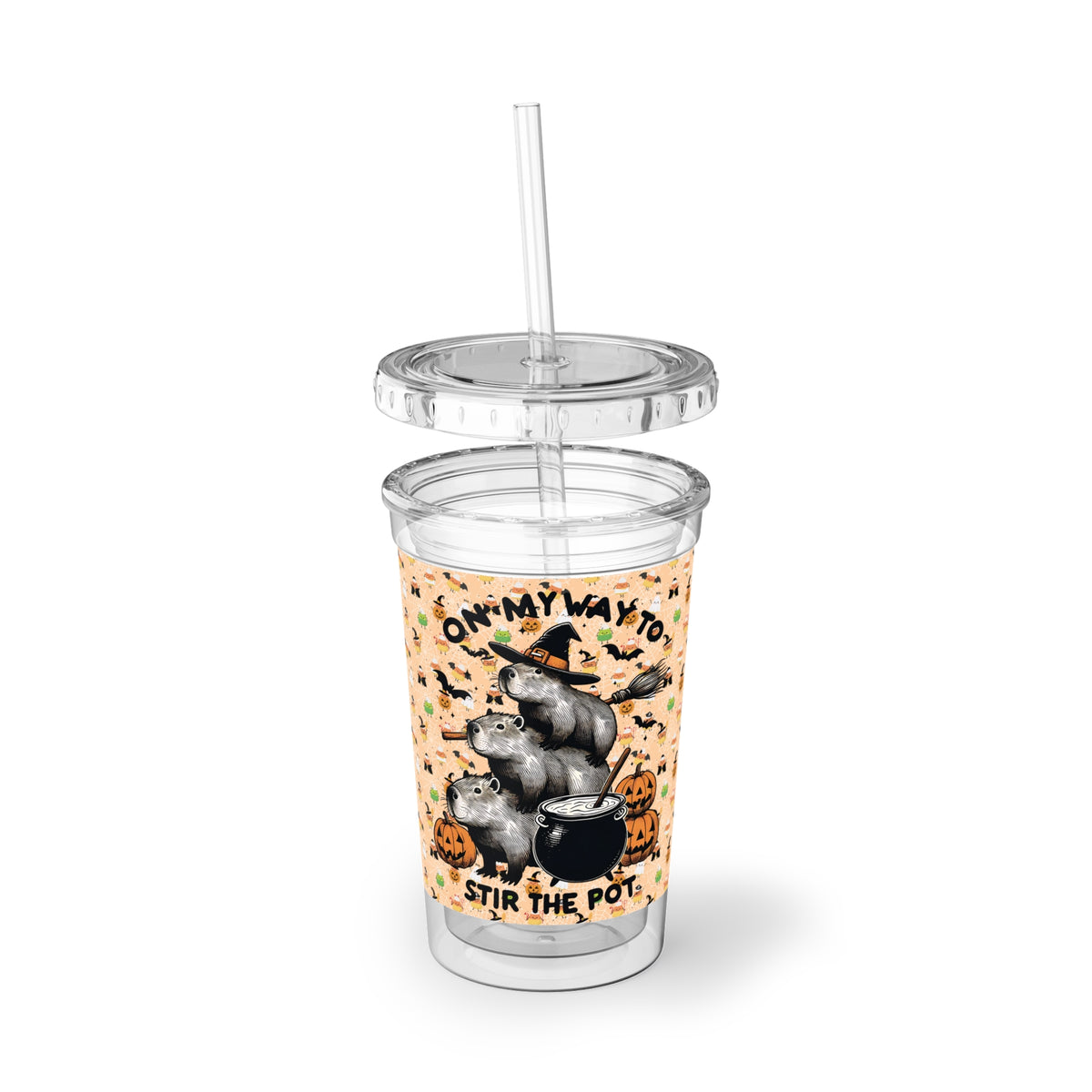 Funny Capybara Halloween Double-Wall Acrylic Cup, Fall Drinkware, Cute Capybara Tumbler, Trick or Treat Mug