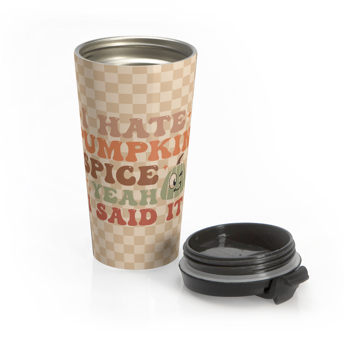 Funny Fall Stainless Steel Travel Mug, I Hate Pumpkin Spice, Autumn Gift, Sarcastic Coffee Cup, Halloween Travel Tumbler, Thanksgiving Mug