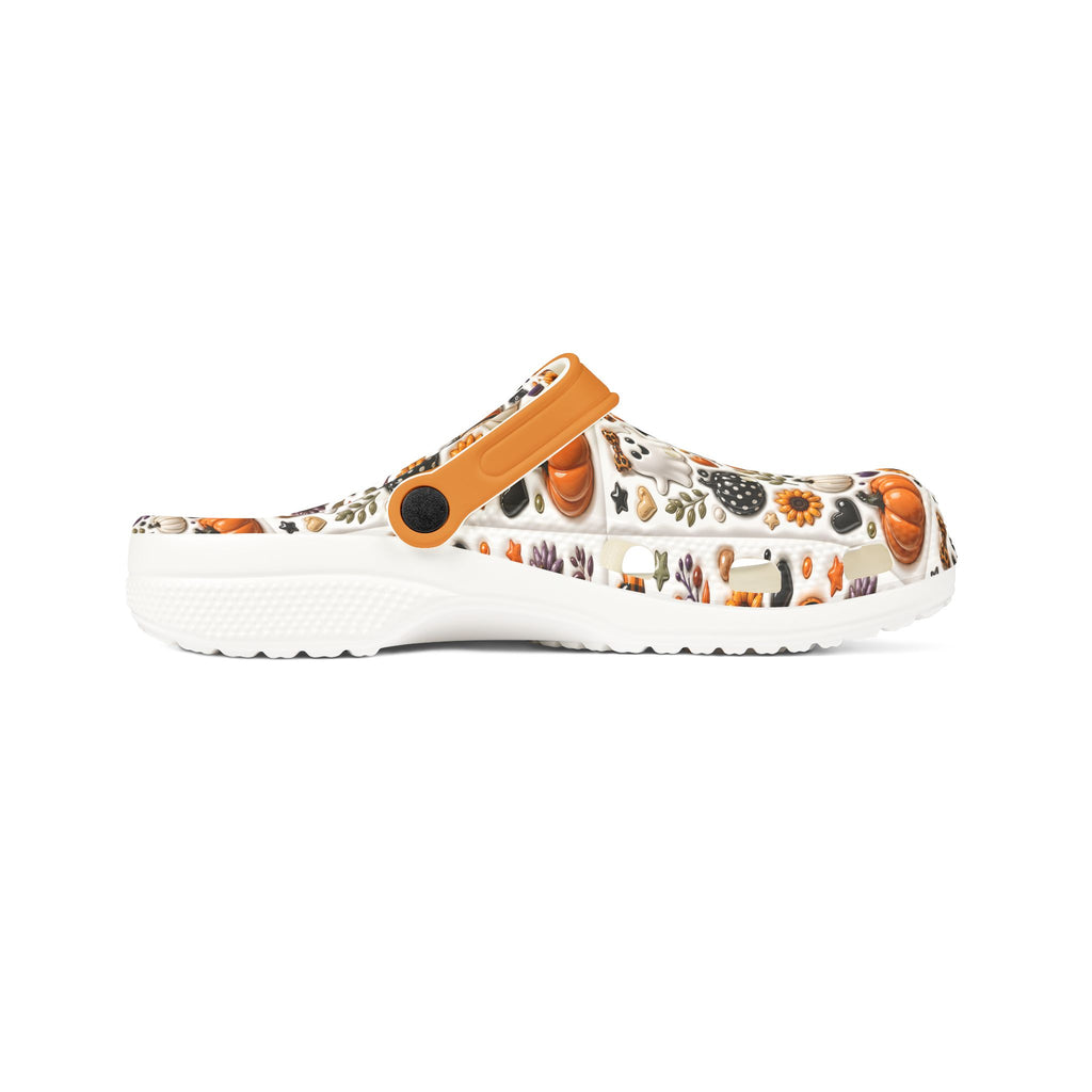 Autumn Pumpkin Pattern Clogs shoes | EVA foam slip-on clog with orange strap