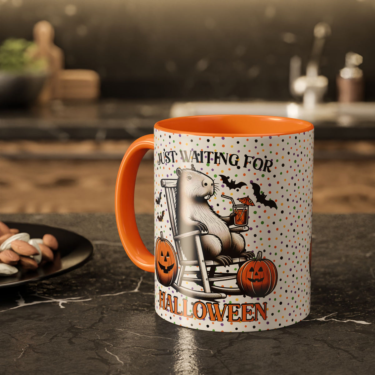 Halloween Capybara Coffee Mug, Whimsical Mug for Gifting, Cute Ceramic Mug, Seasonal Decor, Funny Halloween Drinkware