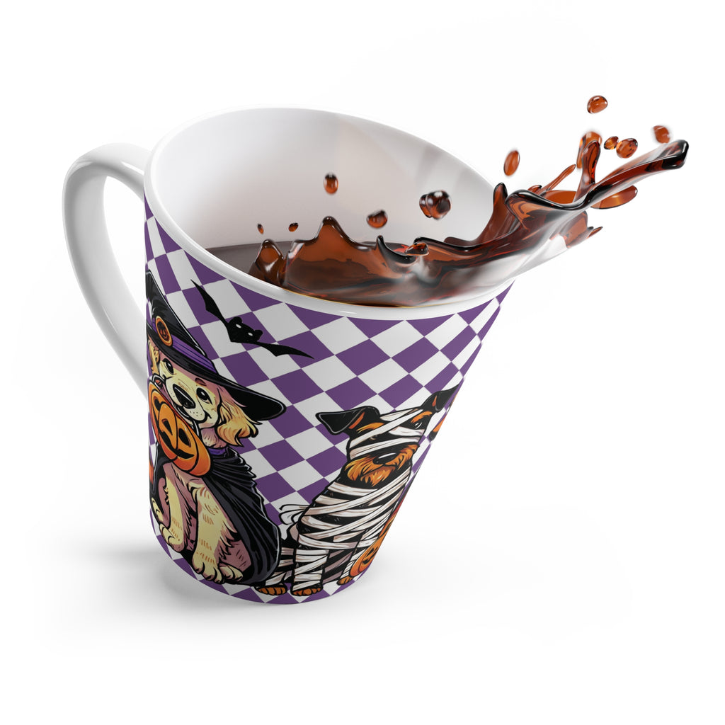 Halloween Dog in Costumes Latte Mug, Fall Decor, Spooky Coffee Cup, Dog Lover Gift, Cute Funny Pet Mug for Halloween