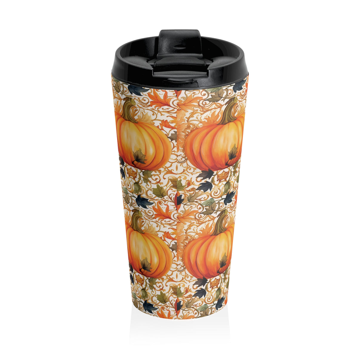 Fancy Fall Autumn Pumpkin Travel Mug, Gorgeous Fall Coffee Cup, Seasonal Drinkware, Halloween Party Gift, Harvest Decor