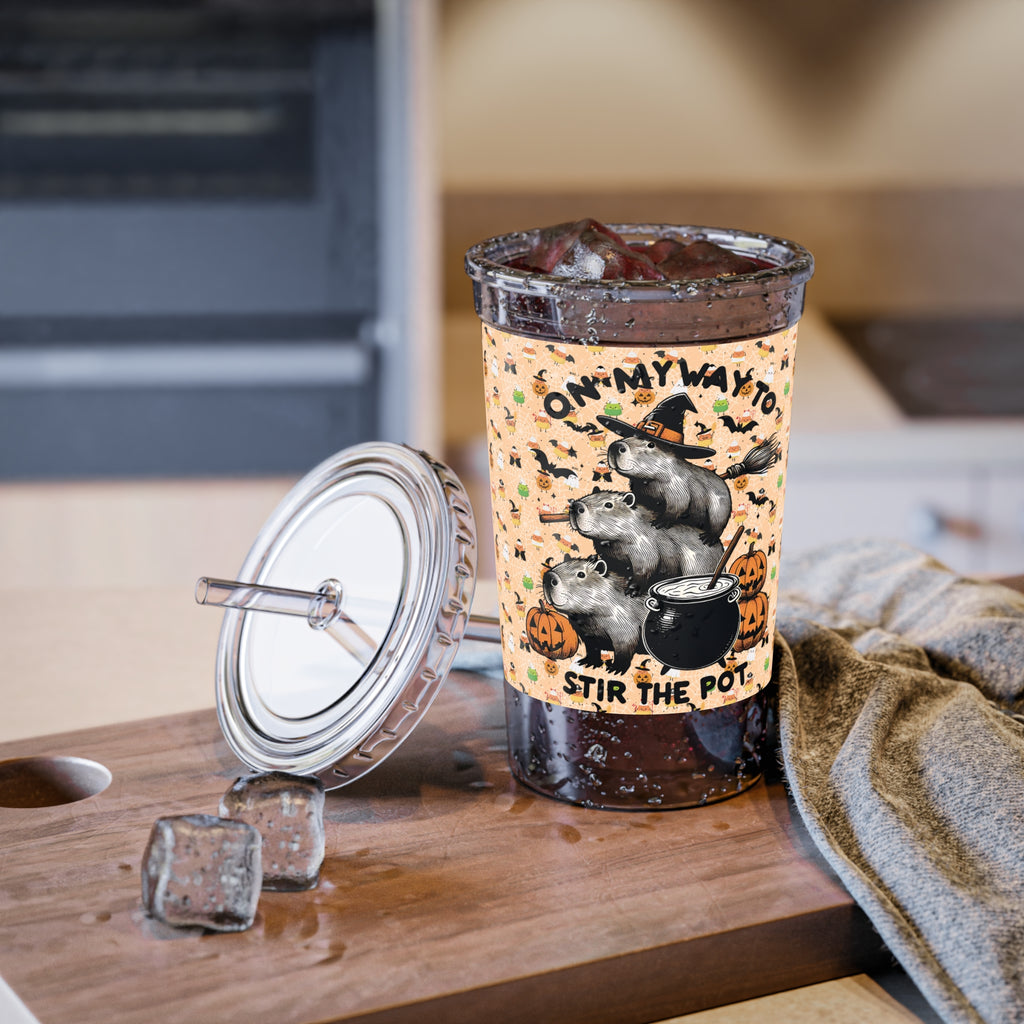 Funny Capybara Halloween Double-Wall Acrylic Cup, Fall Drinkware, Cute Capybara Tumbler, Trick or Treat Mug