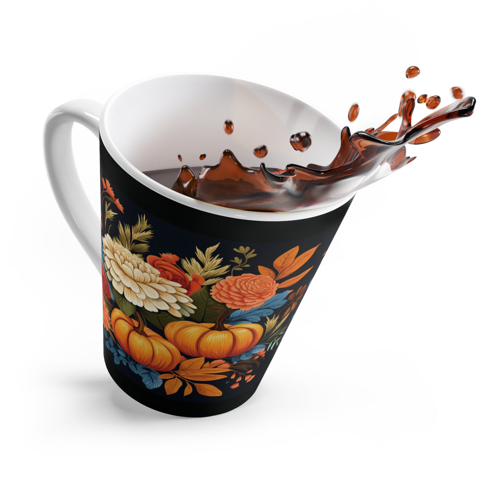 Autumn Floral Pumpkin Latte Mug | Fall Coffee Cup, Autumn Decor, Personalized Gift, Thanksgiving Mug, Home & Kitchen