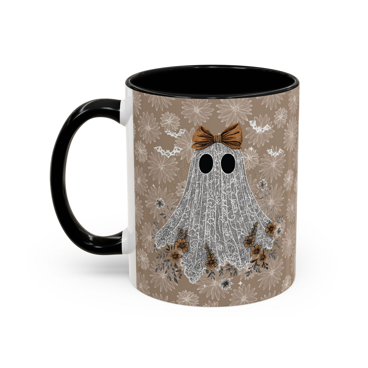 Cute Funny Ghost Accent Coffee Mug | Fall Decor, Unique Gift, Halloween Mug, Spooky Season Drinkware, Ghost Mug