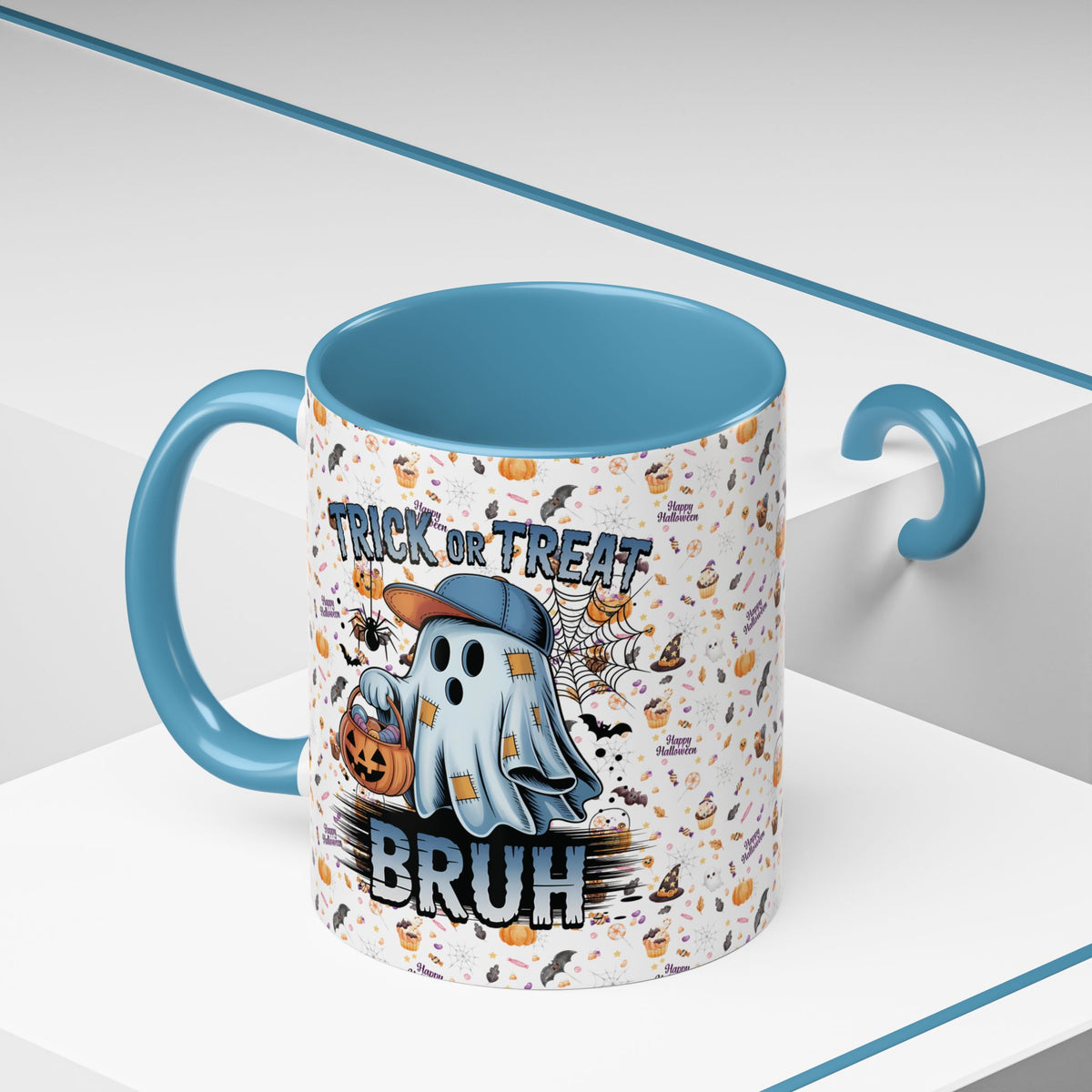 Spooky Funny Trick or Treat Bruh Coffee Mug | Halloween Accent Mug | Ghost Design | Cute Gift for Friends | Seasonal Drinkware | Party Mug