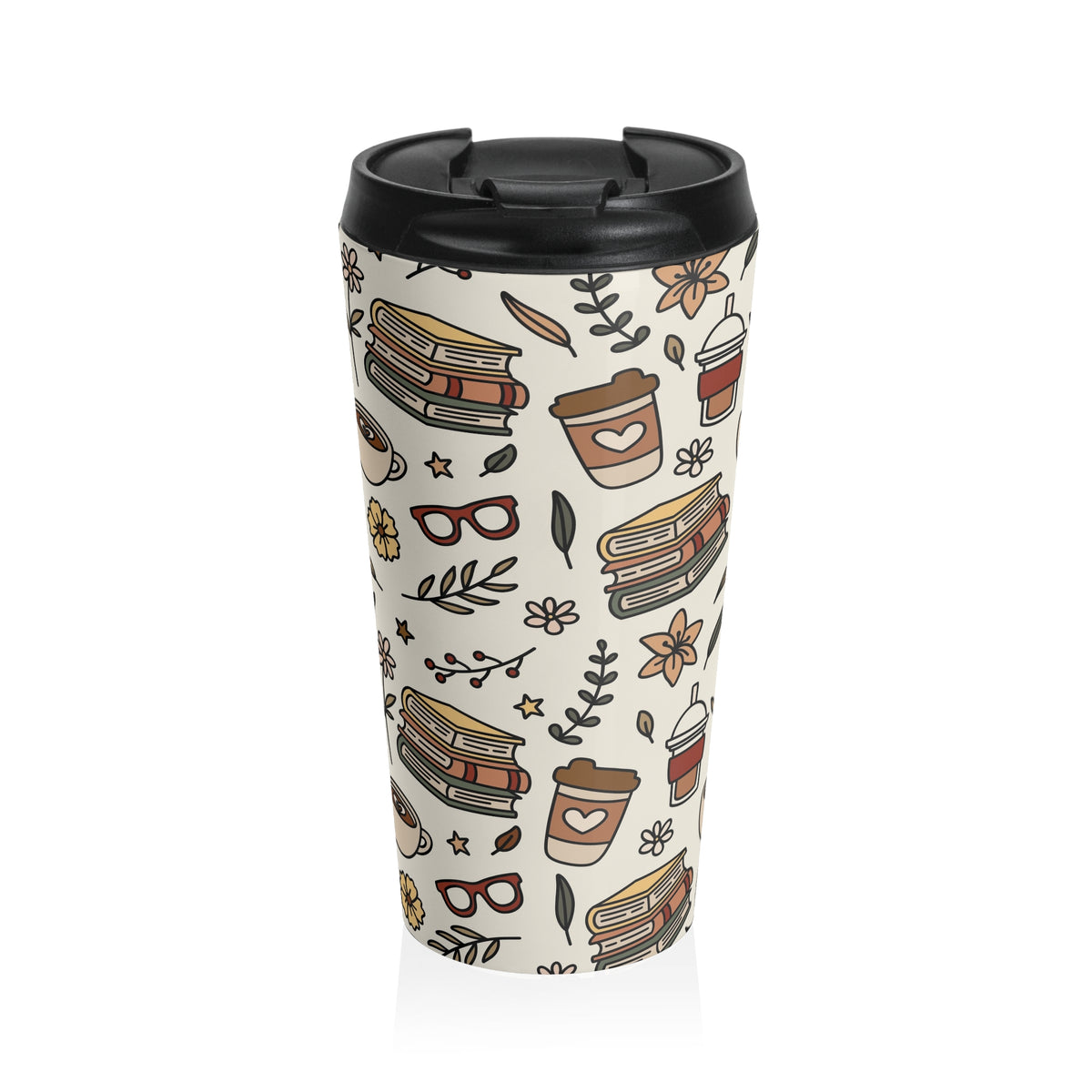 Book and Coffee Lover's Stainless Steel Travel Mug | Perfect for Readers, Gifts for Writers, Coffee Lovers' Mug, Literary Travel Cup, Cozy