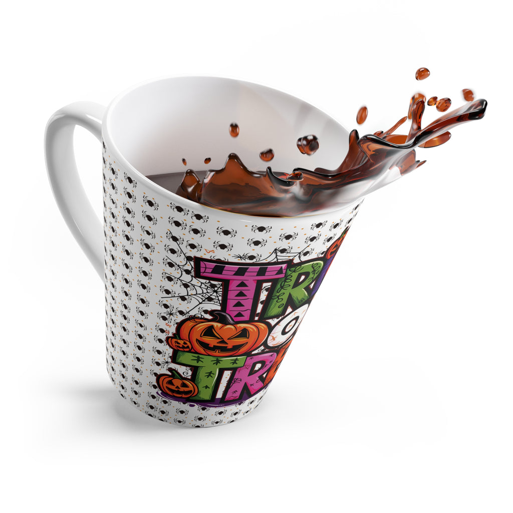 Halloween Trick or Treat Latte Mug | Spooky Fall Coffee Cup, Halloween Party Gift