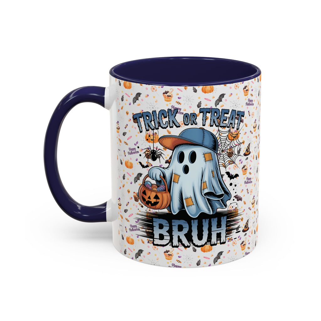 Spooky Funny Trick or Treat Bruh Coffee Mug | Halloween Accent Mug | Ghost Design | Cute Gift for Friends | Seasonal Drinkware | Party Mug