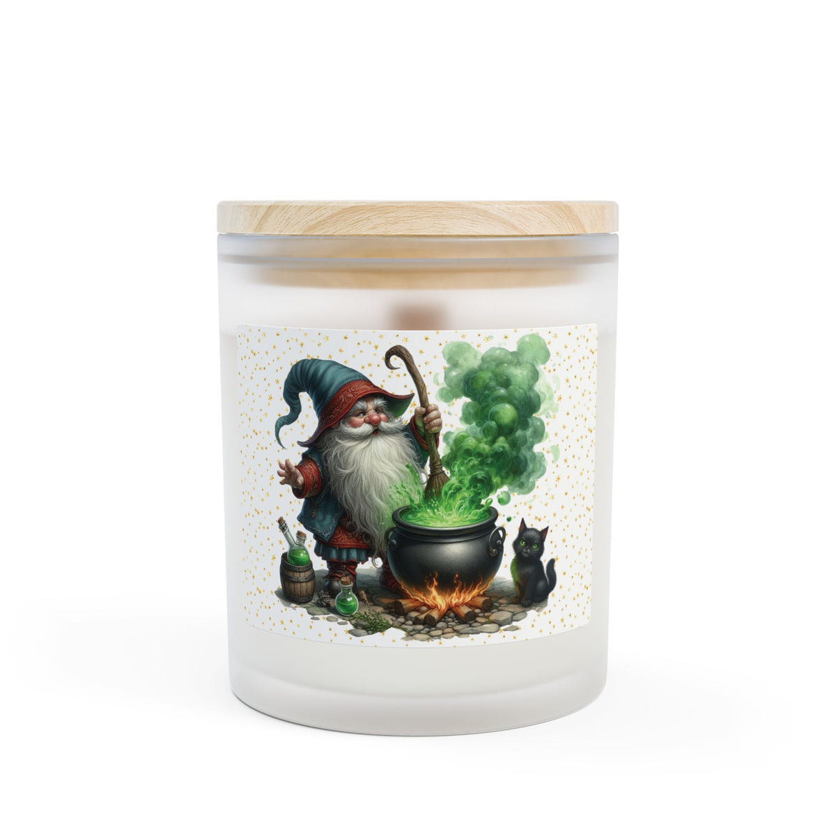Halloween Green Gnome & Cauldron 11 oz Candle, Cozy Home Decor, Perfect for Fall, Halloween, Unique Gift, Aromatherapy