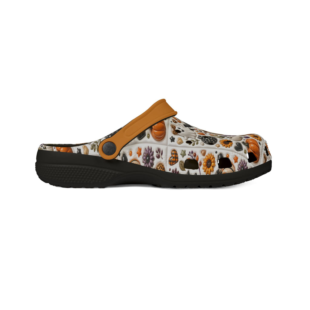 Autumn Pumpkin Pattern Clogs shoes | EVA foam slip-on clog with orange strap
