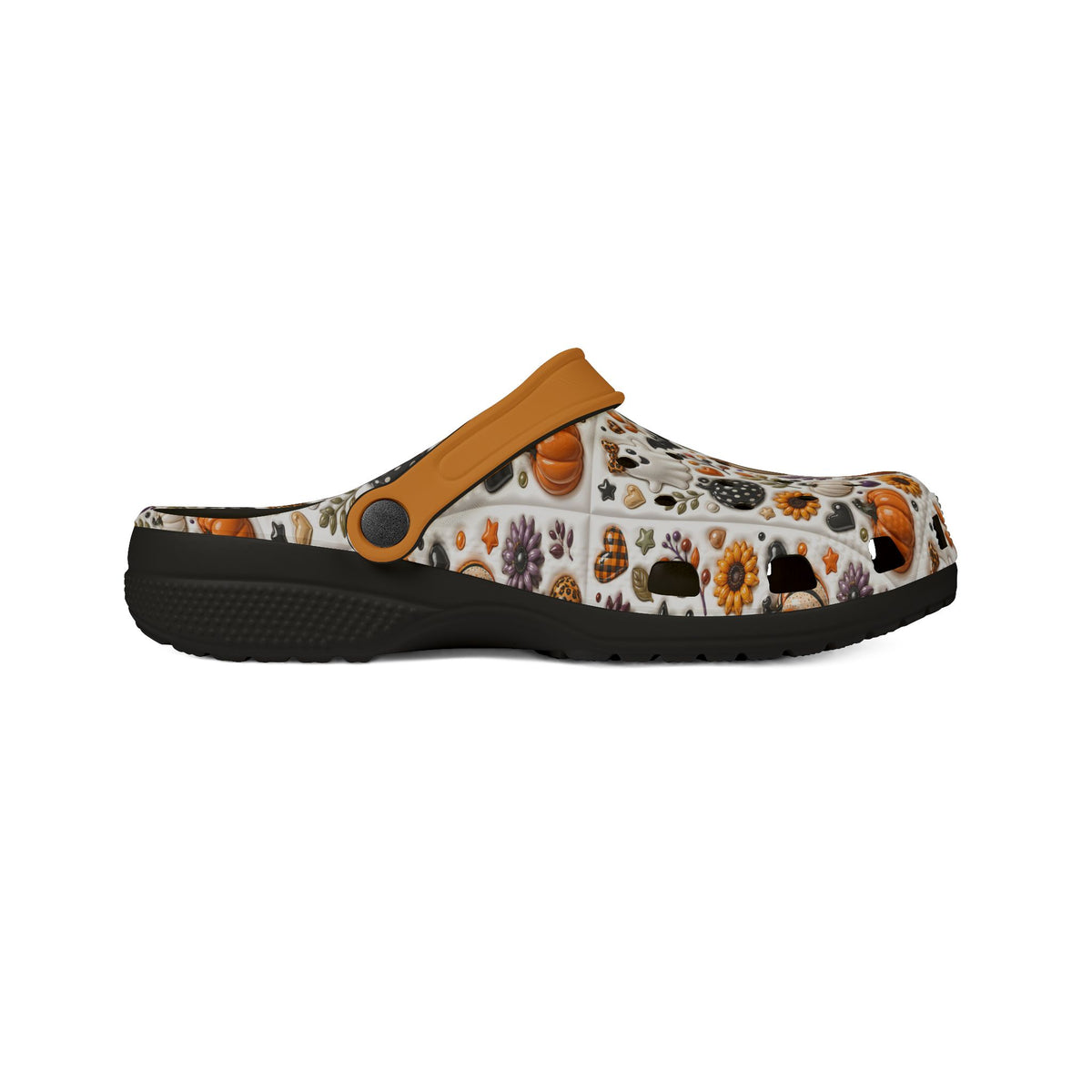 Autumn Pumpkin Pattern Clogs shoes | EVA foam slip-on clog with orange strap
