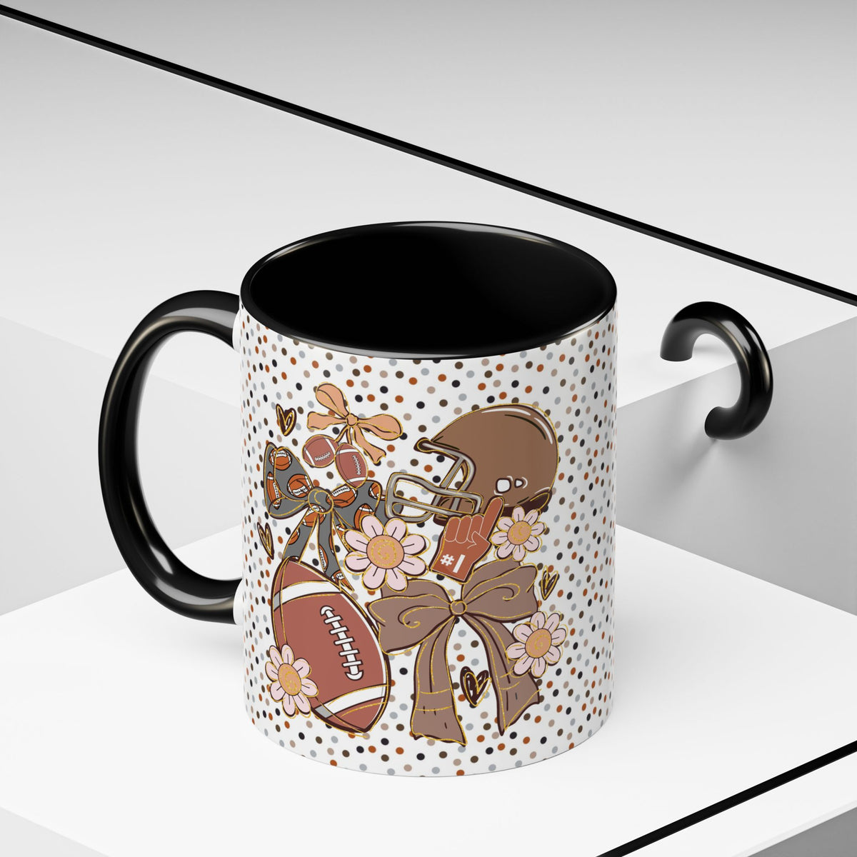 Fall Football Coffee Girly Coquette Bow Mug Design, Perfect for Gifting, Office Use, Tea Lovers, Autumn