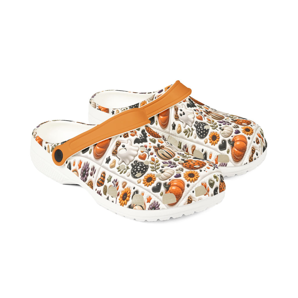 Autumn Pumpkin Pattern Clogs shoes | EVA foam slip-on clog with orange strap