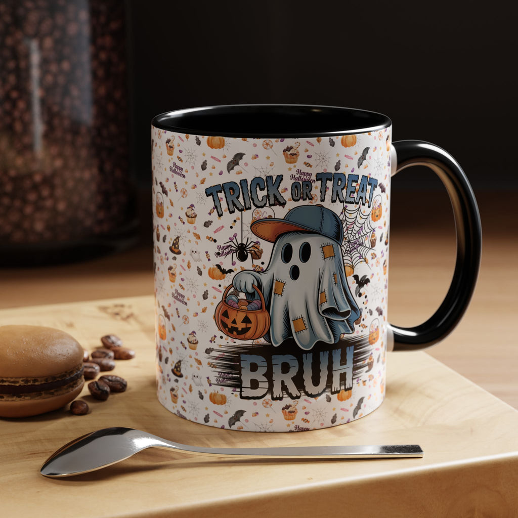 Spooky Funny Trick or Treat Bruh Coffee Mug | Halloween Accent Mug | Ghost Design | Cute Gift for Friends | Seasonal Drinkware | Party Mug